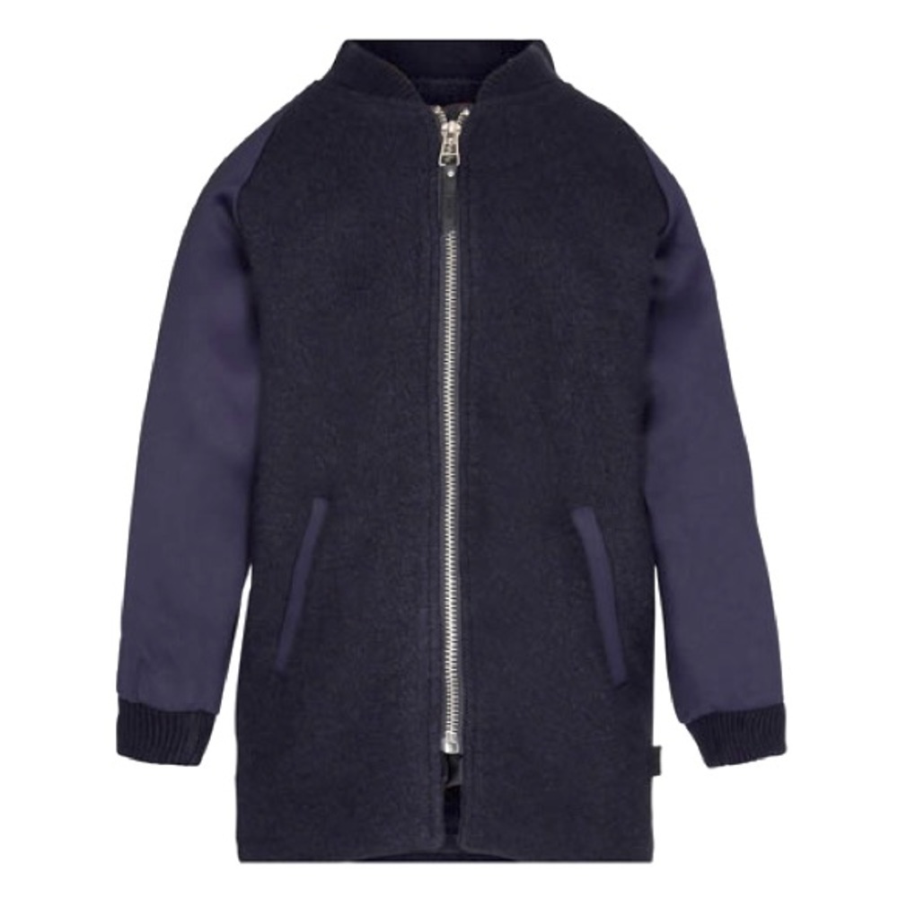 MOLO Haywood Navy Boiled Wool and Satin Baseball Coat Size 140 (US 10)